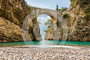 Amazingly beautiful beach under the bridge