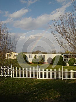 Amazingly beautiful rainbow in the summer sky