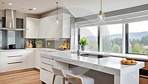 Amazingly bright kitchen in a contemporary house with a window.