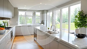 Amazingly bright kitchen in a contemporary house with a window.
