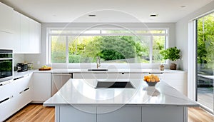Amazingly bright kitchen in a contemporary house with a window.