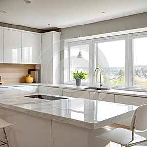 Amazingly bright kitchen in a contemporary house with a window.