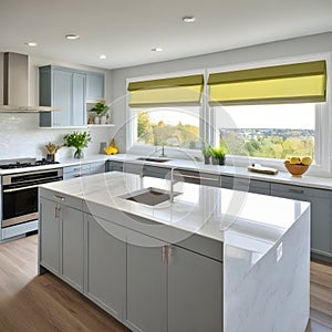 Amazingly bright kitchen in a contemporary house with a window.