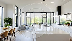 Amazingly bright kitchen in a contemporary house with a window.