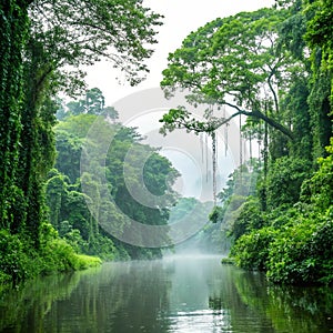 Amazon jungle river scene