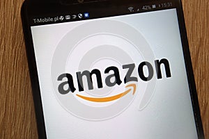 Amazon logo displayed on a modern smartphone