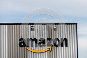 Amazon logo in logistic centre