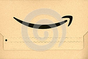 Amazon logo on a parcel
