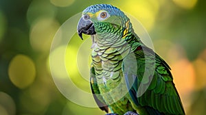 Amazon parrot on the stone with beautiful background