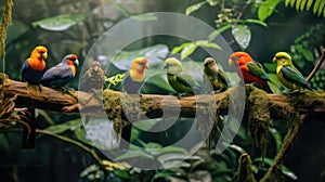 amazon rainforest birds, showcasing their vibrant plumage amidst the tropical canopy