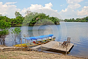 Amazon rainforest - Canoe expedition at the river near Manaus, Brazil South America