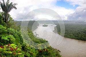 Amazon Rainforest Horizon With River On A Rainy Day photo