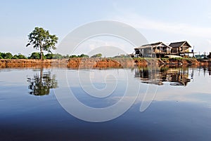 Amazon rainforest: Settlement on the shore of Amazon River near Manaus, Brazil South America