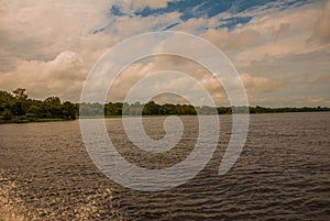 Amazon river, Amazonas, Brazil: Beautiful landscape overlooking the river and bushes and jungle