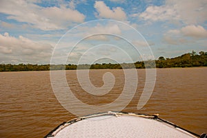 Amazon river, Amazonas, Brazil: Beautiful landscape overlooking the river and bushes and jungle