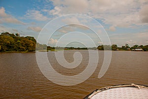 Amazon river, Amazonas, Brazil: Beautiful landscape overlooking the river and bushes and jungle