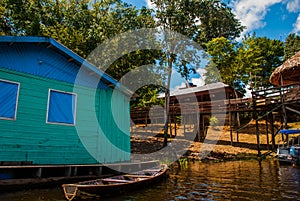 Amazon river, Manaus, Amazonas, Brazil: Beautiful landscape overlooking the Amazon river with houses