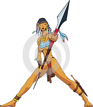 Amazon with a spear