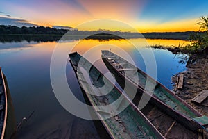 Amazon Sunset over Lake