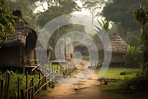 Amazon village forest. Generate Ai