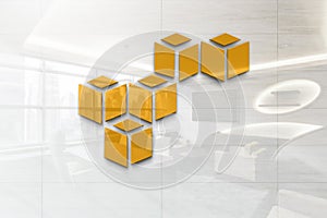 Aws on glossy office wall realistic texture