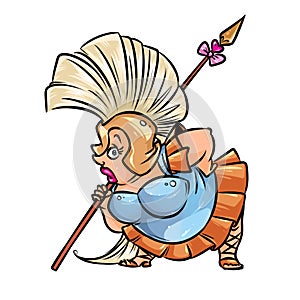 Amazon woman warrior cartoon illustration