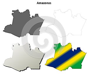 Amazonas blank outline map set