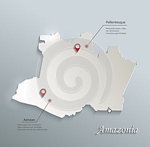 Amazonia map blue white card paper 3D