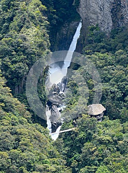 Amazonian waterfall in the Andes. Banos. Ecuador