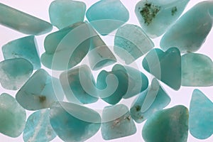 Amazonite jewel heap texture on light surface
