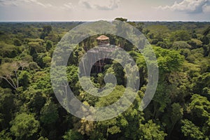 amazons jungle, with the canopy of trees and vines visible from above