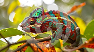 Ambanja Panther Chameleon Furcifer pardalis. Generative Ai