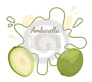 Ambarella Exotic Juicy Fruit Vector Poster Text photo