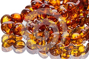 Amber beads on the mirror