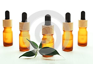 Amber bottle with serum or essential oil