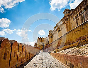 Amber Fort with blue sky, Jaipur, Rajasthan, India.