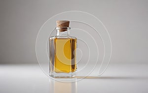 Amber glass bottle of Disaronno on table alcoholic beverage photo