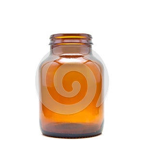 Amber Glass Bottle on white background
