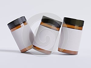 Amber Glass Cosmetic Jar with a realistic texture