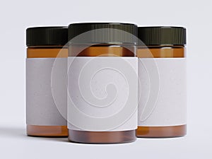 Amber Glass Cosmetic Jar with a realistic texture