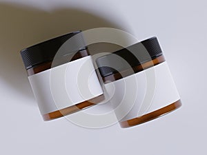 Amber Glass Cosmetic Jar with a realistic texture