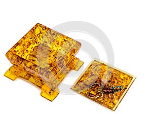 amber jewelry box for storing small items and accessories