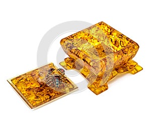 amber jewelry box for storing small items and accessories