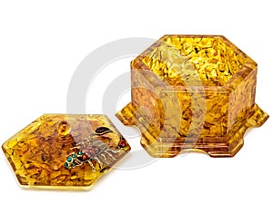 amber jewelry box for storing small items and accessories