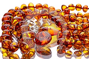 Amber necklace on the mirror