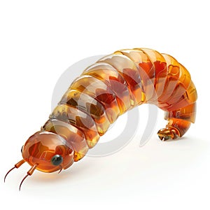 Amber Segmented Insect, 3D Render