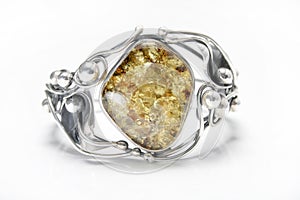 Amber and silver bracelet