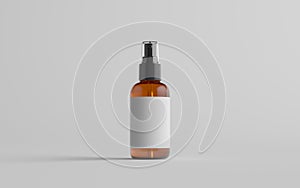Amber Spray Bottle Mockup - One Bottle. Blank Label. 3D Illustration photo