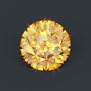 Yellow diamond brilliant cut isolated photo