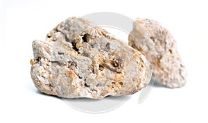 Ambergris, ambre gris, ambergrease or grey amber. Isolated on white background